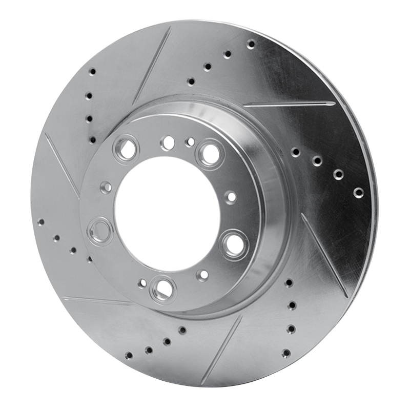 Porsche 911 Brake Rotor (1) - Right Rear - R1 Concepts - Drilled & Slotted - Silver - `99-`23